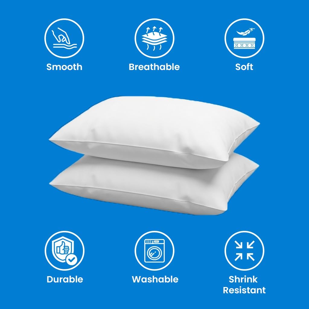 EcoLaire Pillow Covers - Pillowcases Standard Size, Pack of 60 - Cotton Rich T200 Polycotton - Bulk Pillows Cases - 20" x 30" (Fits 20"x 28" Pillows) for Home, Hotels, Hospitals, Rentals,Crafting