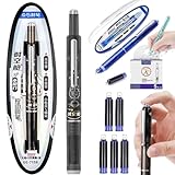 【Rechargeable】Le stylo plume rétractable est livré avec 5 cartouches rechargeables – bleu (effaçable) – offrant des options d'écriture polyvalentes tout en réduisant le gaspillage. Avec un stylo gomme pour effacer facilement le texte qui doit être modifié