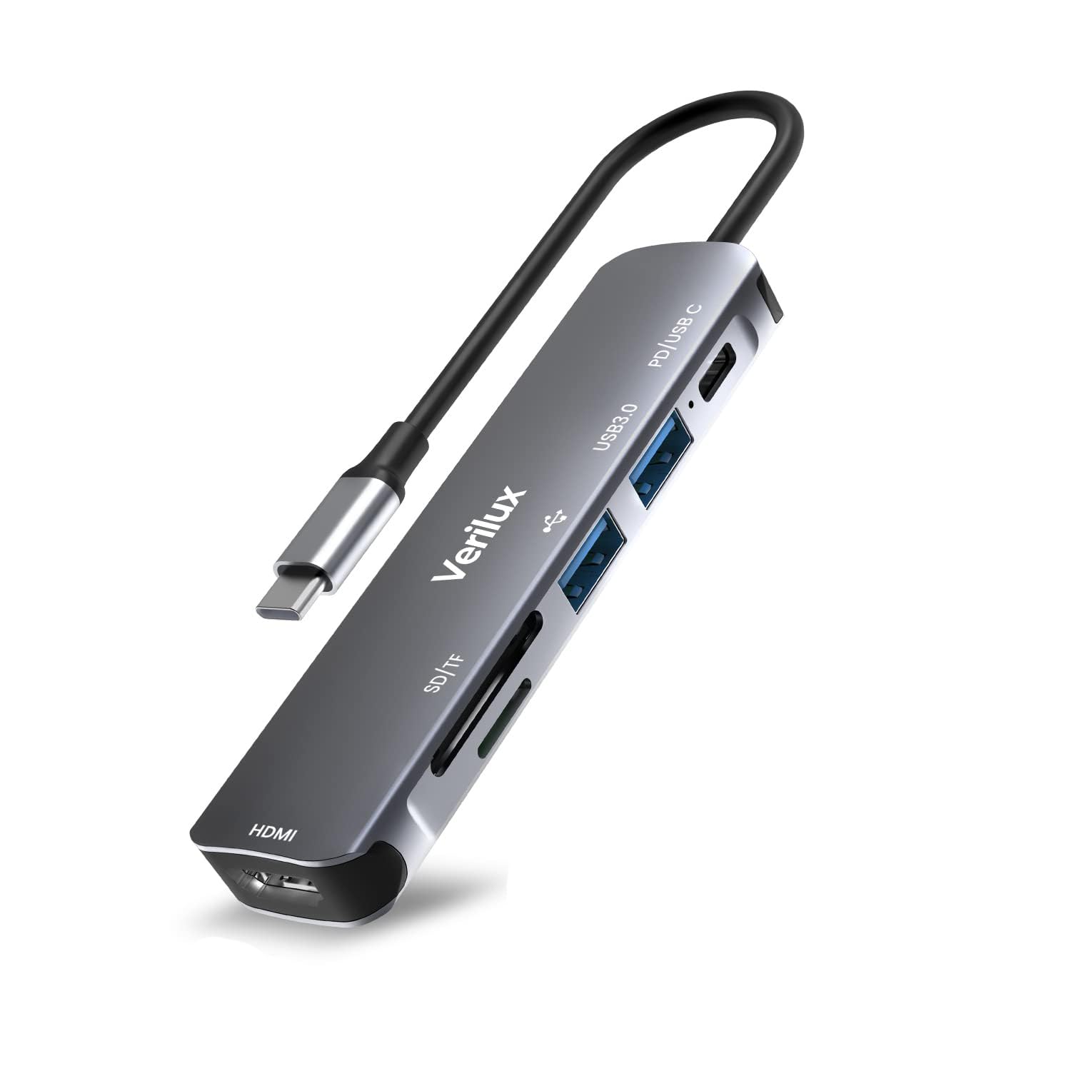USB C Hub Multiport Adapter 6 in 1 Portable Aluminum USB Extender with 4K HDMI(30Hz), PD 87W, USB 3.0 Port, SD/Micro SD Card Reader, USB Type C Hub for MacBook Pro Air Type-C Devices-image-33