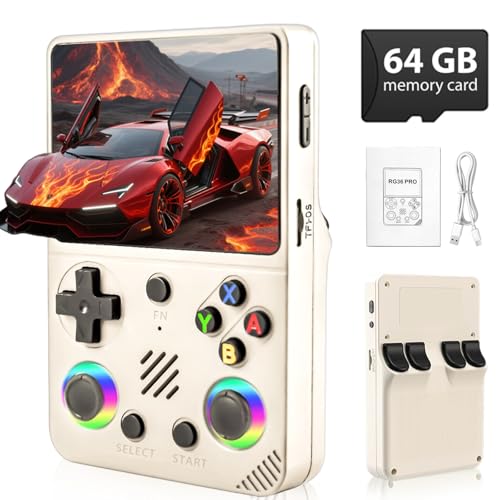 Colourbing RG36 Pro Retro Handheld Game Console - Support 30000+ Classic Games,3.5-inch Screen,3000mAh Battery,Linux OS, Portable Game Console for Travel - Birthday Gift for Teens,Boy Friends(White)