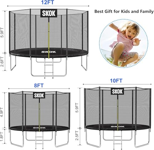 Image of SKOK Trampoline for Kids,400LBS Outdoor Trampoline with Net-ASTM Approved Trampoline for Children and Adults