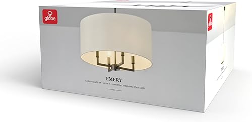 Miniatura 7 de GLOBE Lámpara eléctrica 67000065 de 4 luces, color negro mate, pantalla de tela beige, lámpara colgante moderna para isla de cocina, mesa de comedor