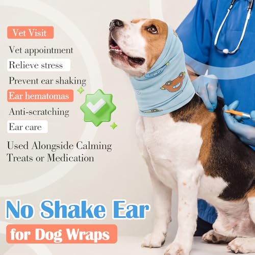 Image of Nanaki Soft Dog Ear Covers For Blow Drying Grooming-Quiet Dog Noise Cancelling Ear Muffs Protection For Sound Thunderstorm,Fireworks,No Shake Head Wrap Hematoma Anti-Scratching,Snood Protector Blue,XL