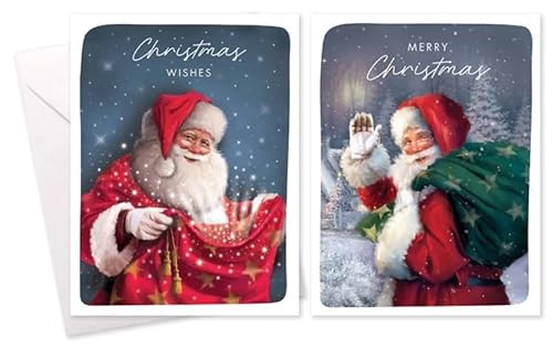Paquete de tarjetas de Navidad con 16 tarjetas surtidas en 2 diseños tradicionales con sobres, deseos navideños de Papá Noel Cover