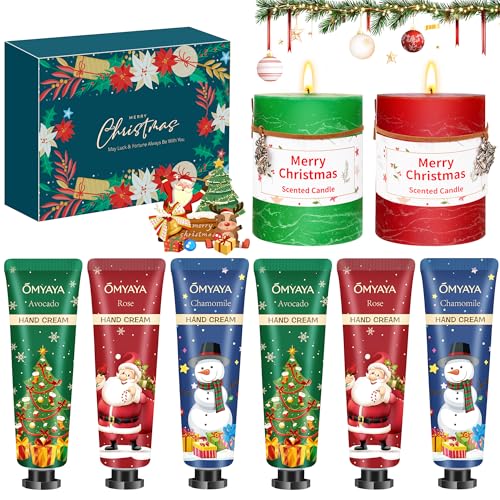 Regalos Originales para Mujer|Regalos |Crema de Manos 6 x 30ml & Velas Aromáticas 2 x 128g| Navidad Niña Niño Mujer Hombre Hermano Hermana Amigo Compañero Madre