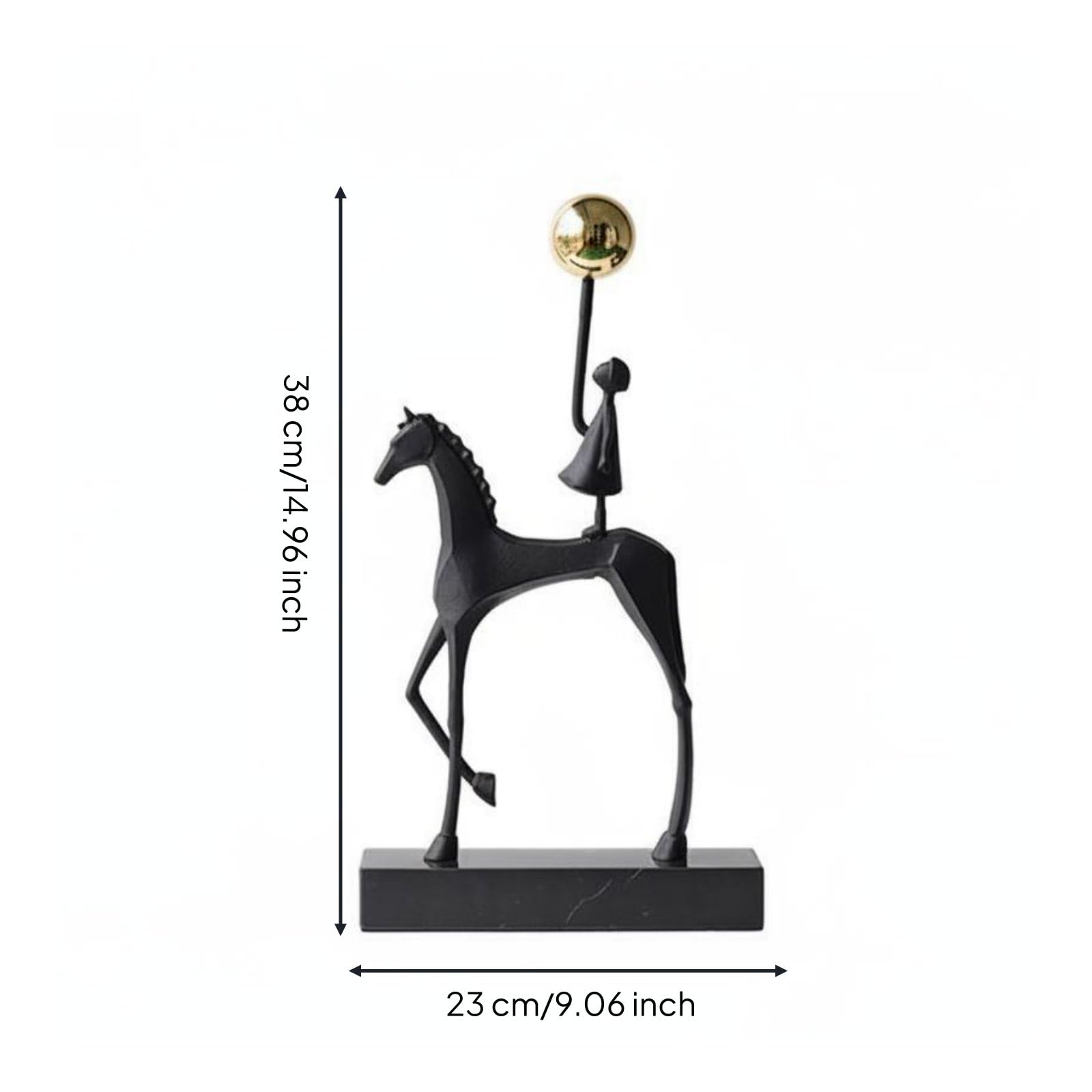 F Fityle Escultura Caballo Figura Ecuestre Estatua Ornamental Decorativo en Hierro Fundido con Base de Mármol Apariencia Moderna Acabado Metal Adecuada para
