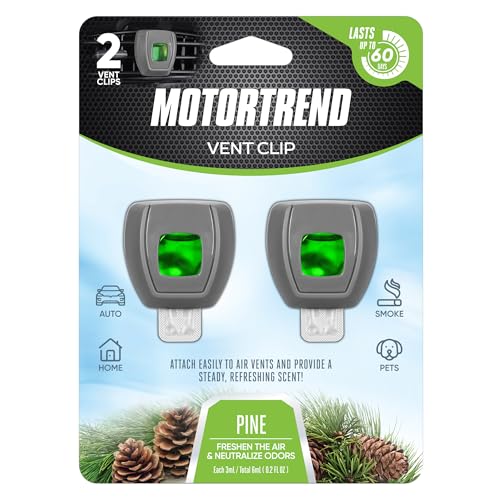 Motor Trend Vent Clip Air Freshener - Long Lasting Fresh Scents for Cars, Trucks, and SUVs - Pine Scent, 2Pack