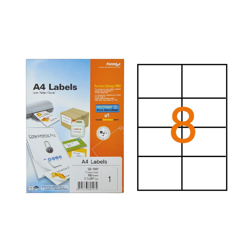 FormtecLabels 105x74mm 8 Labels Per Sheet FT-GS-1208