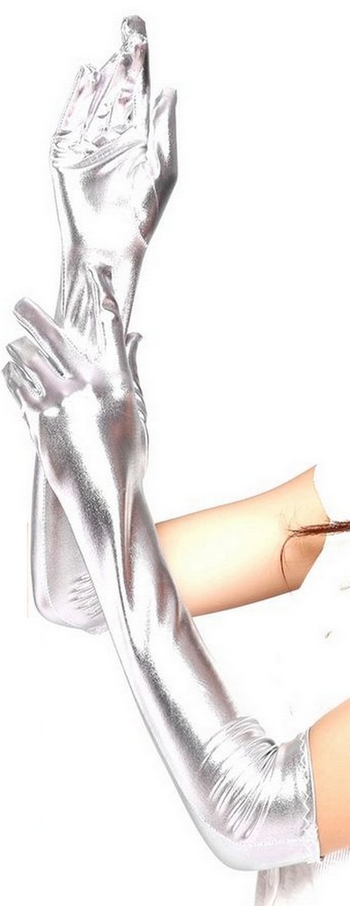 krautwear® Damen Finger Handschuhe Metallic ca. 44 cm Lang Gold Silber