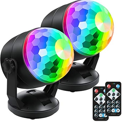 Luditek 2-Pack Portable Sound Activated Party Lights Indoor, Battery Powered/USB Dj Disco Ball Strobe Lights for Car Room, Adults Gifts, New Years Eve Party Supplies 2025 Christmas Decorations Cover