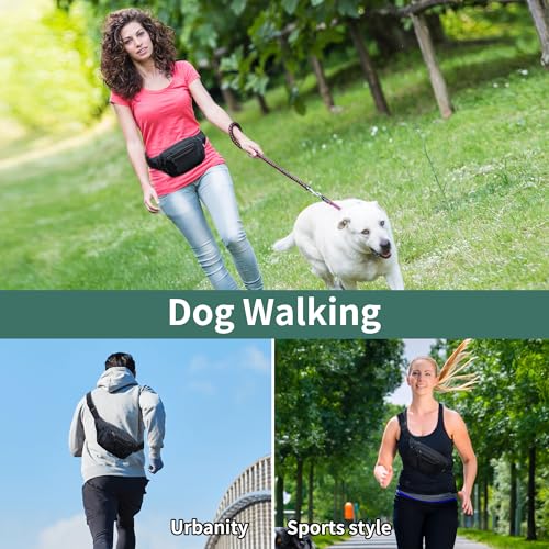 Bauchtasche Gürteltasche Hüfttasche mit Einem 30 cm Verlängerten Gürtel Unisex Modern Umhängetaschen Handytasche für Outdoor Reise Wandern Hundetraining Damen und Herren (Schwarz)