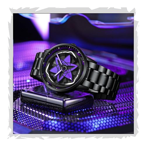 Image of Branded Men's Sport Quartz Watch Ninja Wheel Dial 360 Rotating Casual Fashion Stainless Steel Alloy Mens & Boy's Luxury Metal Gift Creative Watch