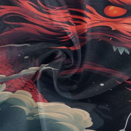 Wajiw 60 Inch Indoor Outdoor Round Tablecloth with Umbrella Hole and Zipper Waterproof Patio Table Cover for Camping Dining Room Party Outdoor Picnic,Dragon