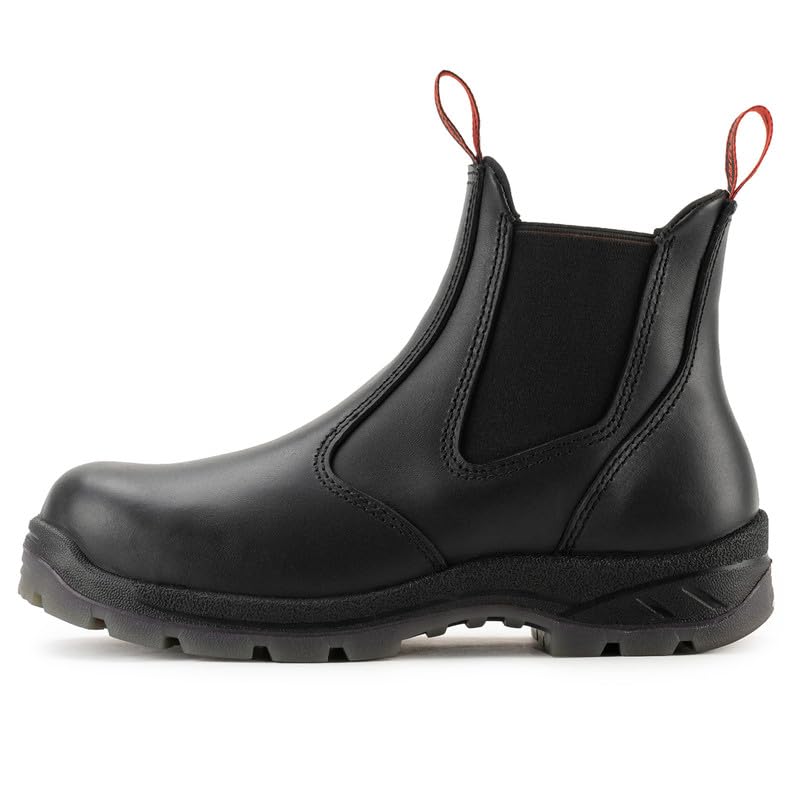 Image of SUREWAY Men's Slip-On Work Boots for Men,Full Grain Leather,Anti-Static,Water /Slip Resistant,Fire Station Mechanic Industrial Construction Safety Boots /Shoes for Men