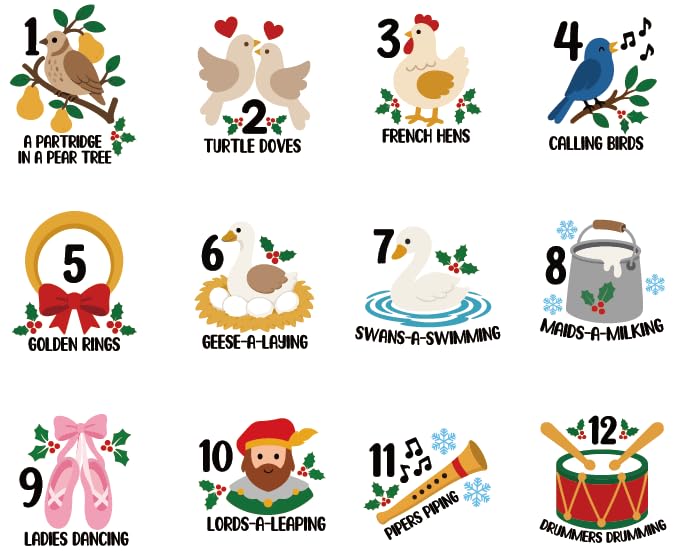 Image of Christmas 12 Days Stickers Rolls, 1000Pcs Classic Religion Theme