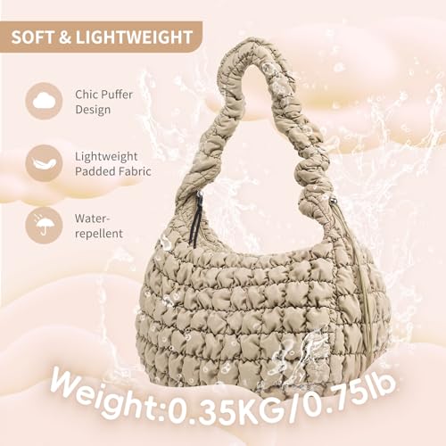 Image of Large Quilted Tote Bag Puffer Purse Quilted Crossbody Bags for Women with Adjustable Strap