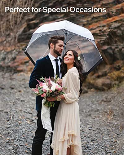 Parquet Clear Bubble Umbrella With Windproof Dome - Transparent Umbrella For Adults (Clear With Black Stripe) #TOP3