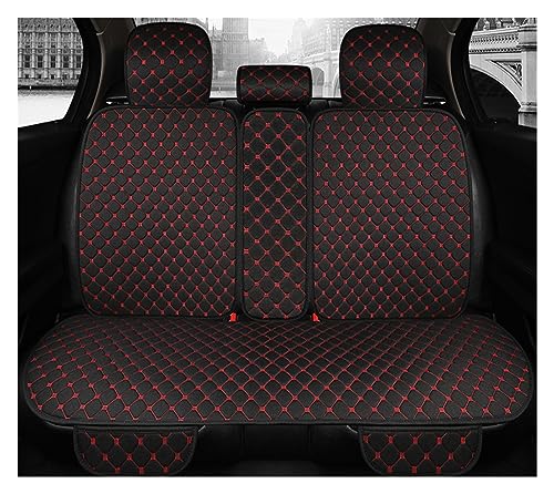 Housse de siège de voiture en lin premium : confort respirant chic noir et rouge pour grand siège