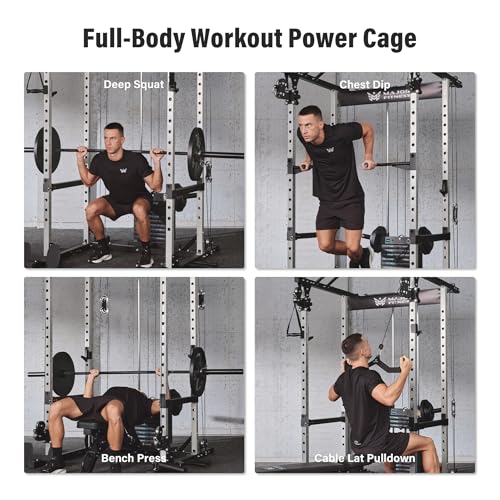 Image of MAJOR FITNESS Power Cage Drone1 Premium- Multi-Function Power Rack for Home Gym, Squat Rack with Pull-up Bar, Cable Crossover System, J-Hooks, for Strength Training, Heavy-Duty Steel Construction