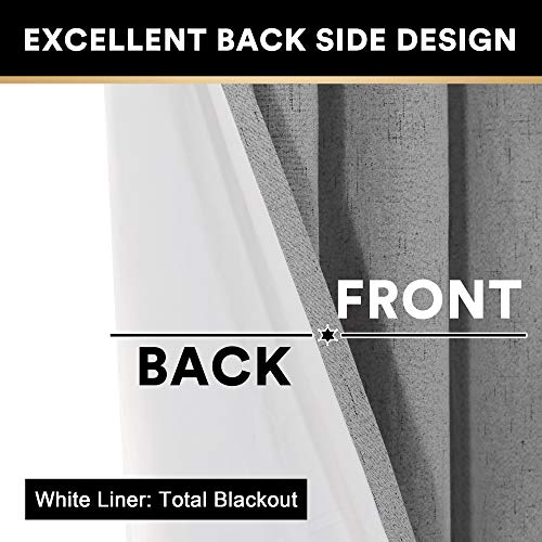 Image of PrinceDeco 100% Blackout Curtains for Living Room Sliding Door Curtains Blackout Curtains 96 Inches Long Patio Curtains for Sliding Door Curtain,W100 X L96 Inch, Light Grey