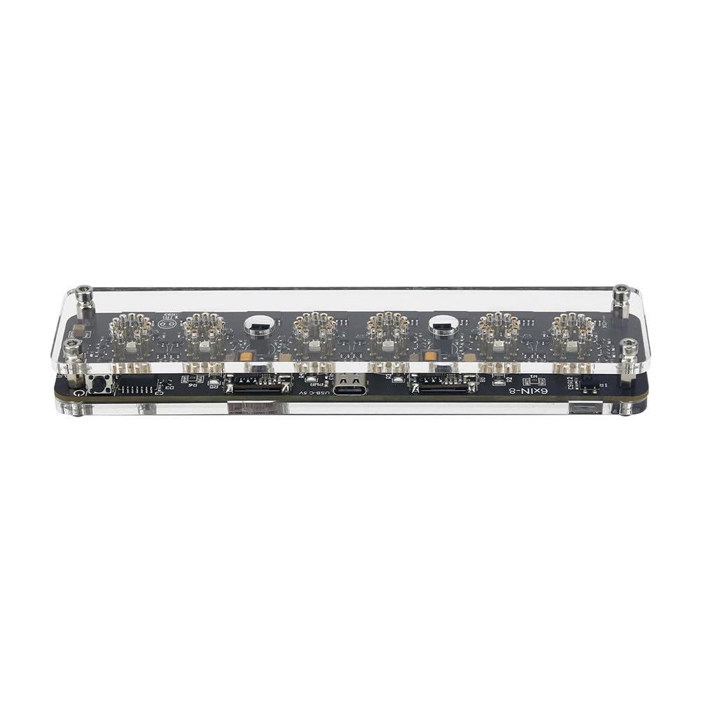 IN-8 Advanced Version Nixie Tube Clock Base with Colon Tube, Remote Control & LED Ambient Light, USB-C 5V, for 6-Digit Display, for IN-8 (NH-8) Tubes