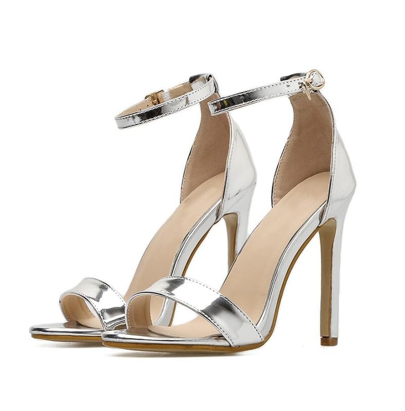 GLO GLAMP StylishBuckle Pencil Heel Ankle Strap Sandals for Womens and Girls (Silver, 5) (B0CMHB5NH3) Amazon Price History, Amazon Price Tracker