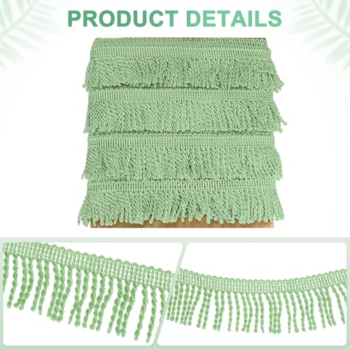 Frange à pompons verte M METERXITY en polyester souple et résistant de 5,5cm - 3
