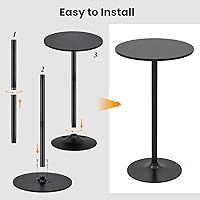Vista 5 de Giantex Paquete de 4 mesas de bar 2 en 1 con poste desmontable, base de metal resistente, parte superior redonda de 24 pulgadas, 40/22 pulgadas, dos