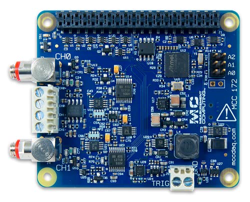 Image of MCC 172: IEPE Measurement DAQ HAT for Raspberry Pi (MCC 172 with Two coaxial Cables)