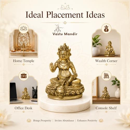 Image of Pure Brass Kuber Ji Idol, Vastu Remedy for Wealth (19 cm, 1.99 kg)