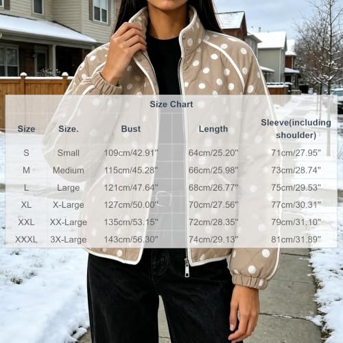 YRAETENM Womens Polka Dot Quilted Jackets Lightweight Casual Warm Outerwear - image 5