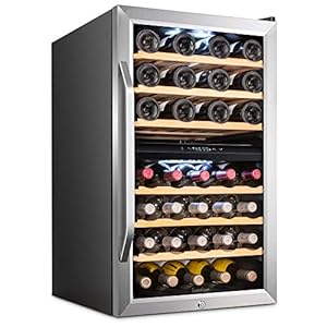 Ivation 43 Bottle Dual Zone Wine Cooler Refrigerator w/Lock | Large Freestanding Wine Cellar For Red, White, Champagne…
