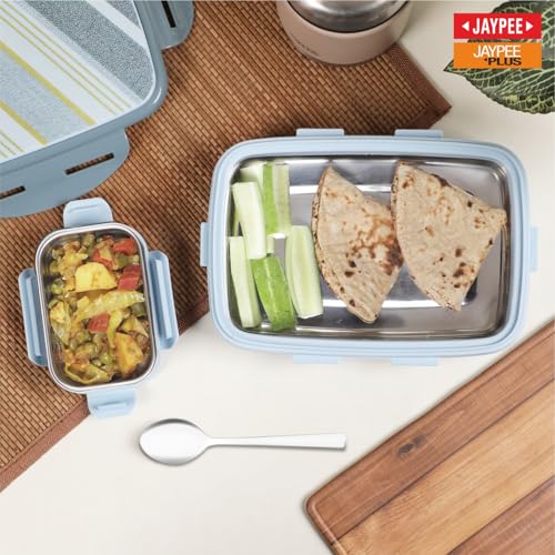 Image of JAYPEE Ecosteel Sr. Inner Stainless Steel Insulated Lunch Box for School Kids |Airtight Leakproof Tiffin Box for Kids |Food Grade|BPA Free, 550 ml, Blue