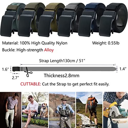 LionVII Ratchet Belts for Men - 2 Colors in 1 Double-sided 1 3/8" Nylon Strap- Adjustable Trim to Fit 27-49" Waist2