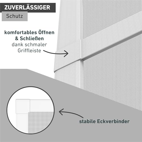 Windhager Tür Insektenschutz BASIC, 100 x 210 cm, Weiß, Aluminium, individuell kürzbar, 04506