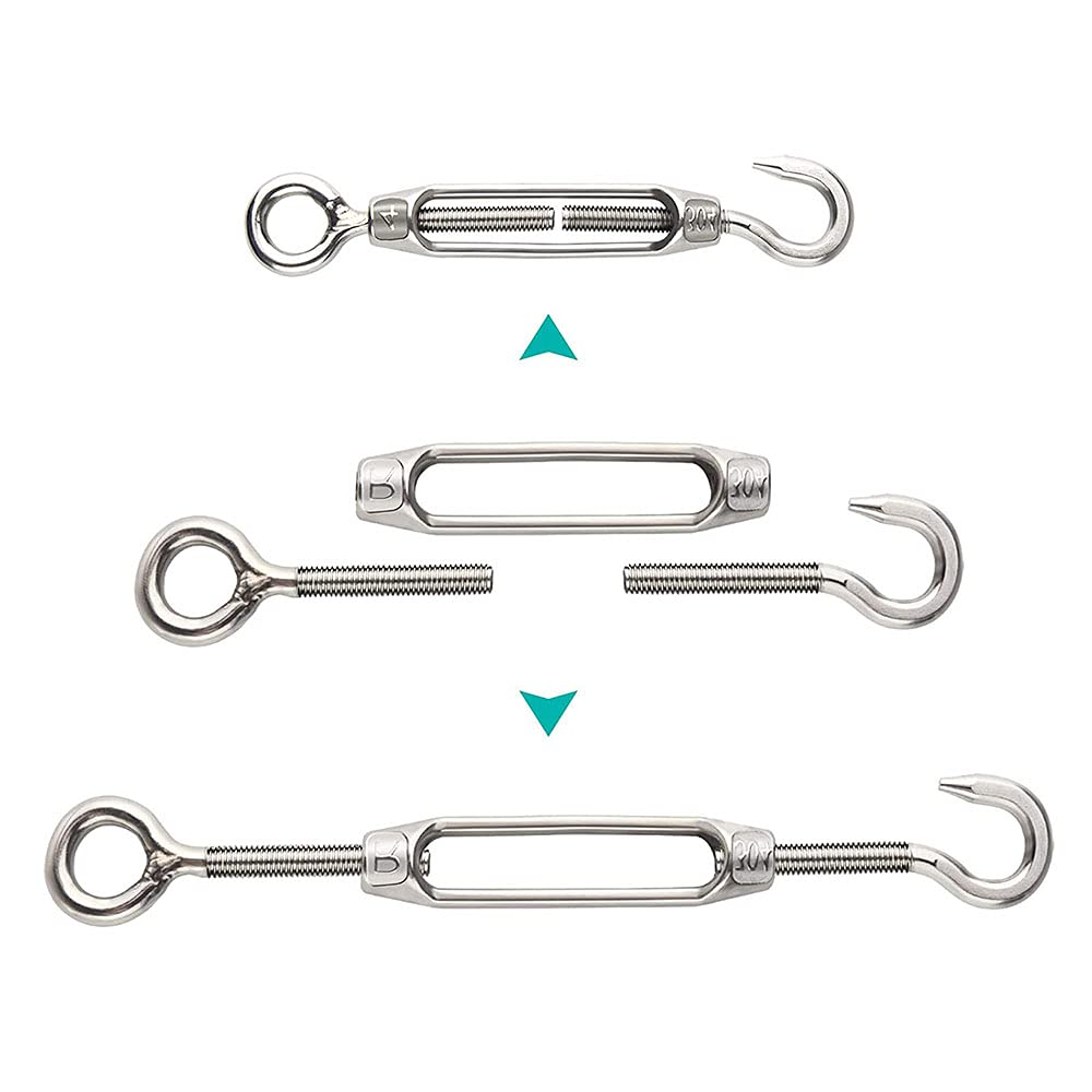 Tendeurs Câble Inox 304 M6 - Lot 4 Pièces - Réglage Tension Fil Acier, Corde à Linge