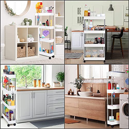 Image of Multipurpose 5-Tier Storage Shelf, Storage Rack with Wheels, Storage Organizer Cart for Kitchen, Pantry Closet, Bedroom, Bathroom(5 Layer, White)