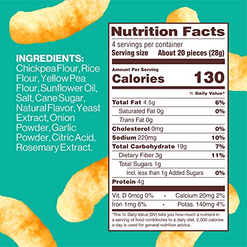 Image of Hippeas Chickpea Puffs, Vegan White Cheddar, 4 Ounce (Pack of 2), 4g Protein, 3g Fiber, Vegan, Gluten-Free, Crunchy, Plant Protein Snacks