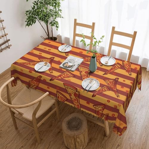 Nappe rectangulaire à rayures dorées 137x183 cm lavable pour table de cuisine