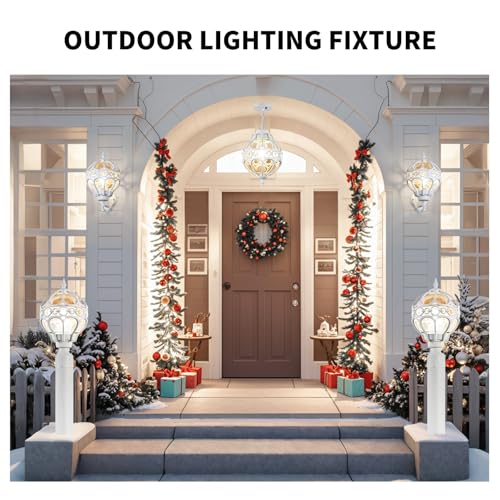 Dusk to Dawn Globe Outdoor Wall Lights, White Porch Light, Aluminum Waterproof Exterior Lighting Fixtures Wall Mount, Sphere Outside House Sconces Lantern with Amber Glass for Patio Garage, 2 Pack