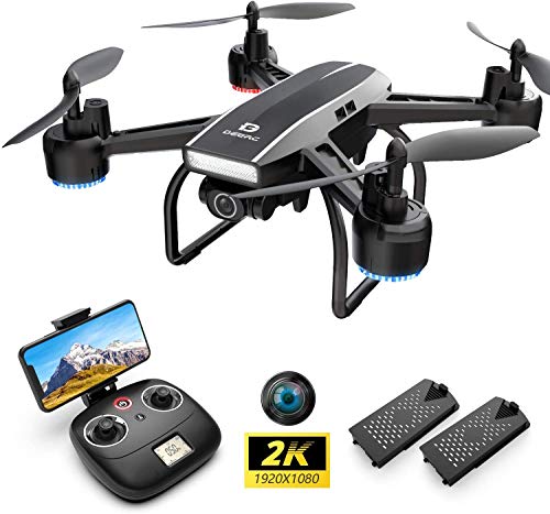 DEERC D50 Drone for Adults with 2K UHD Camera FPV 120° FOV 1080P Live Video, Tap Fly, Altitude Hold, Headless Mode, Gesture Control, 4 Speed Mode, Gravity Sensor, RC Quadcopter with 2 Batteries