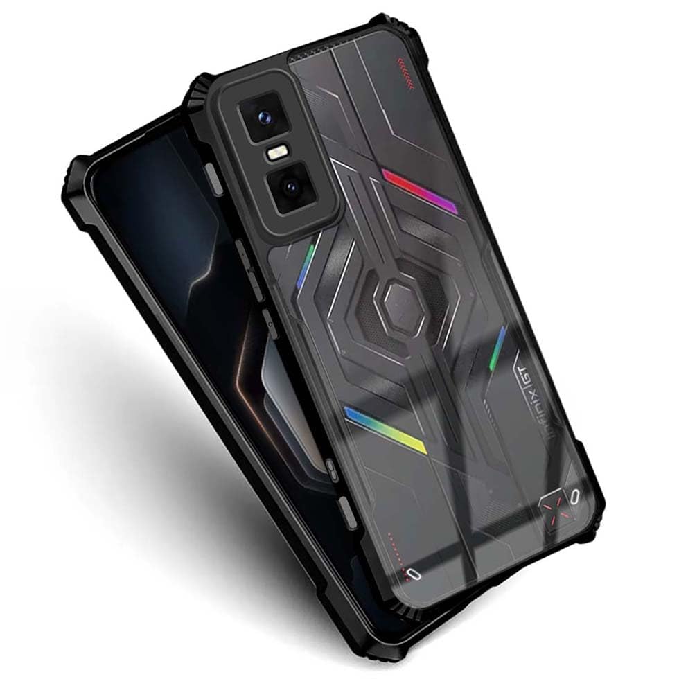 Image of Hybrid Back Cover for Infinix GT 30 Pro 5G | Infinix GT 30 5G, 360 Protection | Crystal Clear with Black Bumper | Camera Protection | Ultra Hybrid Transparent (Black Bumper)