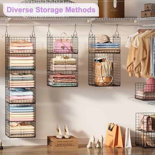 6-Tier-Hanging-Closet-Organizers-and-Storage-Stackable-Hanging-Closet-Shelves-with-4-Hooks-2-Adjustable-Dividers-Wire-Storage-Basket-Bins-for-Clothing-Purse-Sweaters-Shoes-Socks-Dolls-Foldable
