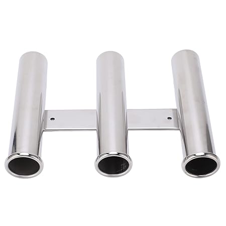 EXCLUZO 3 Tube Fishing Rod Holder, Stainless Steel Fishing Rod Rack Corrosion Resistant Fine Beautiful Wear Resistance for Boat