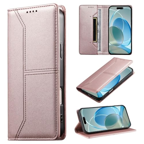 Housse iPhone 14 rose portefeuille protégeant l'écran des rayures du sac
