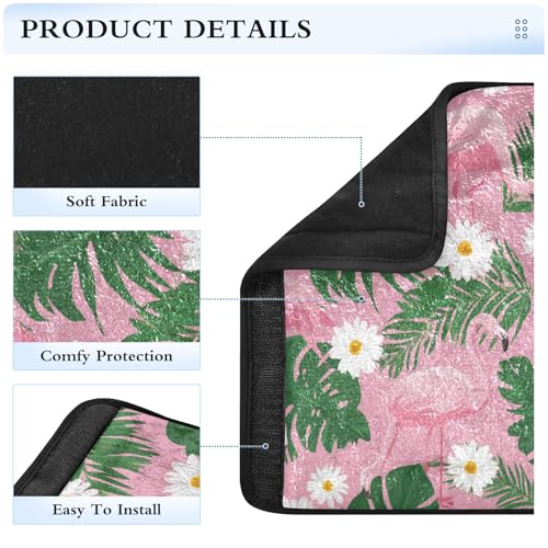 Image of 2 Pack Seatbelt Covers Seat Belt Cover Pad for Adults Boys Girls Car Seat Strap Covers Pads Cushion Universal Shoulder Strap Pad Protector for Backpack Camera Bag 10x7.7Inch Cute Pink Daisy Flamingos