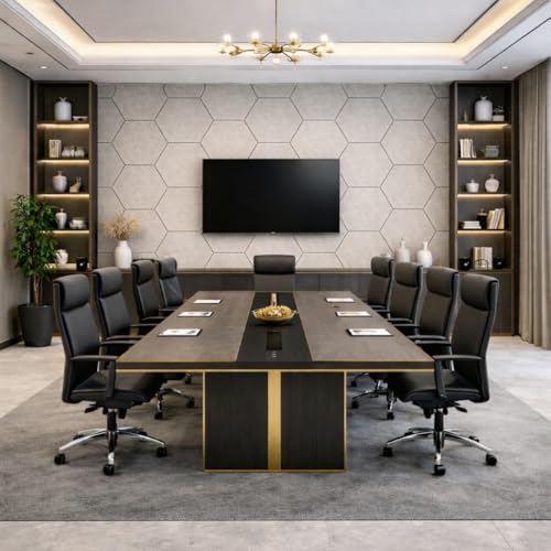 Image of MMT Acoustix HexaFelt Bevelled Acoustic Panels, Luxury Sound Absorbing Felt Wall Panels for Home, Office & Studios | VOC Free, 30x30 cm,| Pack of 7 | Pumice Colour