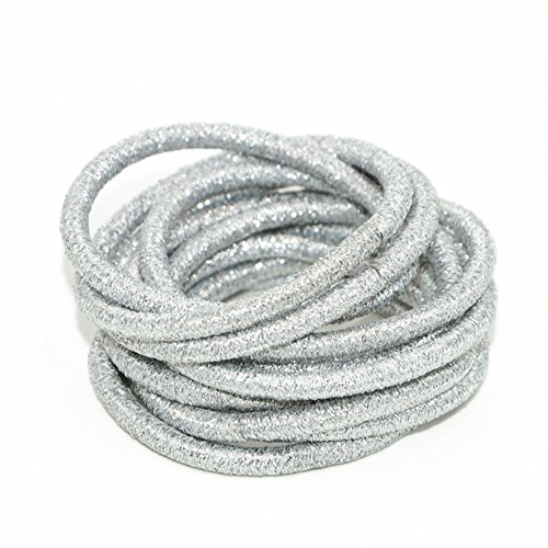 ALTITAB 5cm キラキラ輝くゴムバンド ヘアタイ 子供用 ゴムヘアヘッドバンド - 20個 (シルバー)(Silver,1 Count (Pack of 20))