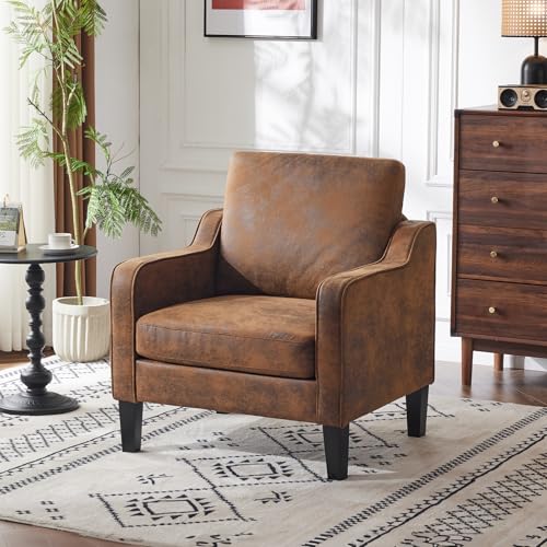 Bonnlo Fauteuil Élégant, Canapé 1 Place Moderne du Milieu du Siècle, Chaise de Lecture Confortable avec Accoudoirs Incurvés, Canapé Rembourré en Chenille, pour...