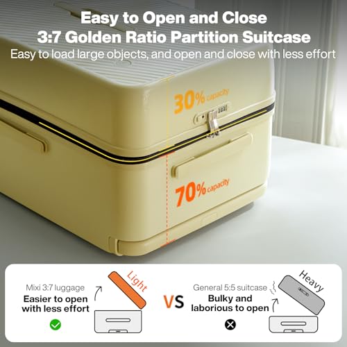 Mixi 26 Inch Large Checked Luggage Suitcase with Spinner Wheels Upgrade Wide Handle PC Hard Shell Rolling Travel Suitcase with TSA Lock, Lark Yellow の商品画像 2